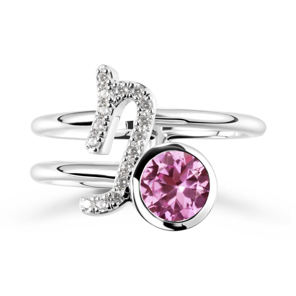 Unique Pink Sapphire Capricorn Zodiac Ring -Steadfast & Enduring - LUO Jewelry #metal_sterling silver