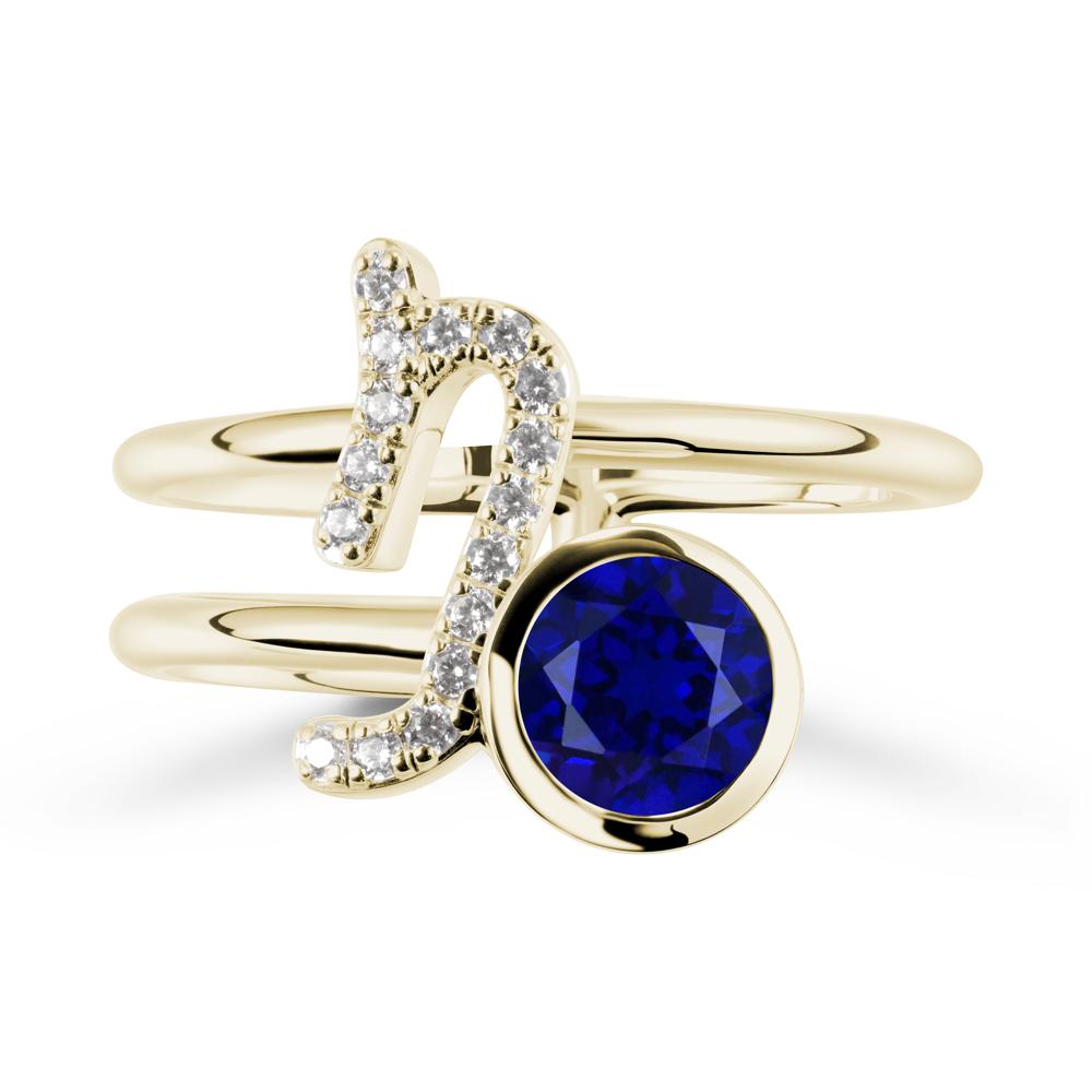 Unique Sapphire Capricorn Zodiac Ring -Steadfast & Enduring - LUO Jewelry #metal_14k yellow gold