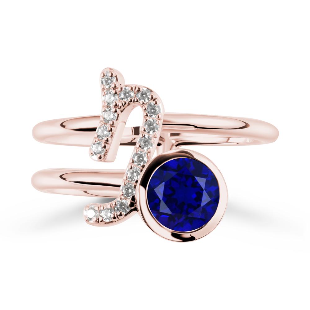 Unique Sapphire Capricorn Zodiac Ring -Steadfast & Enduring - LUO Jewelry #metal_18k rose gold