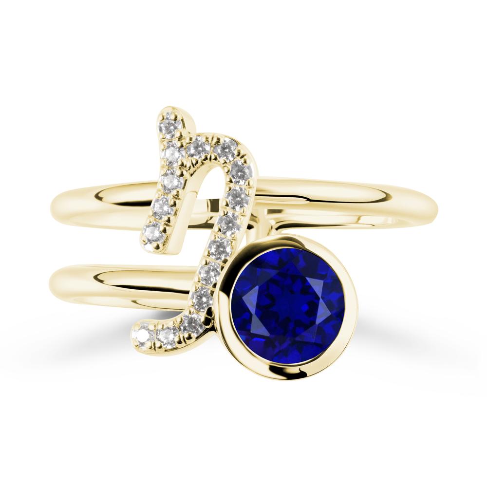 Unique Sapphire Capricorn Zodiac Ring -Steadfast & Enduring - LUO Jewelry #metal_18k yellow gold