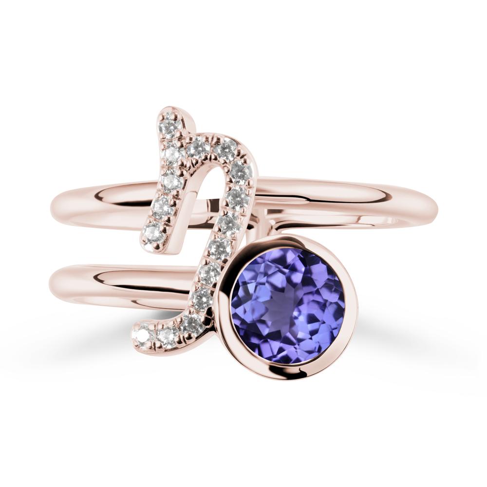 Unique Tanzanite Capricorn Zodiac Ring -Steadfast & Enduring - LUO Jewelry #metal_14k rose gold