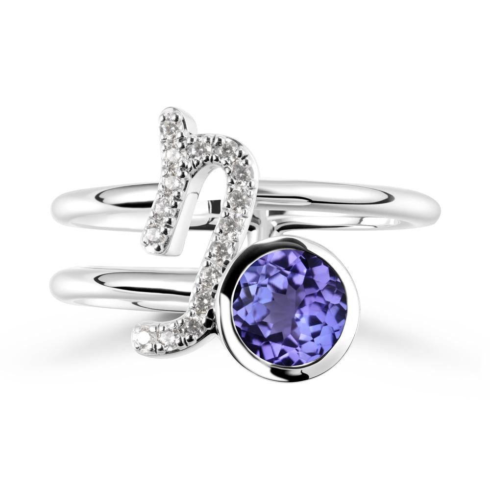 Unique Tanzanite Capricorn Zodiac Ring -Steadfast & Enduring - LUO Jewelry #metal_14k white gold