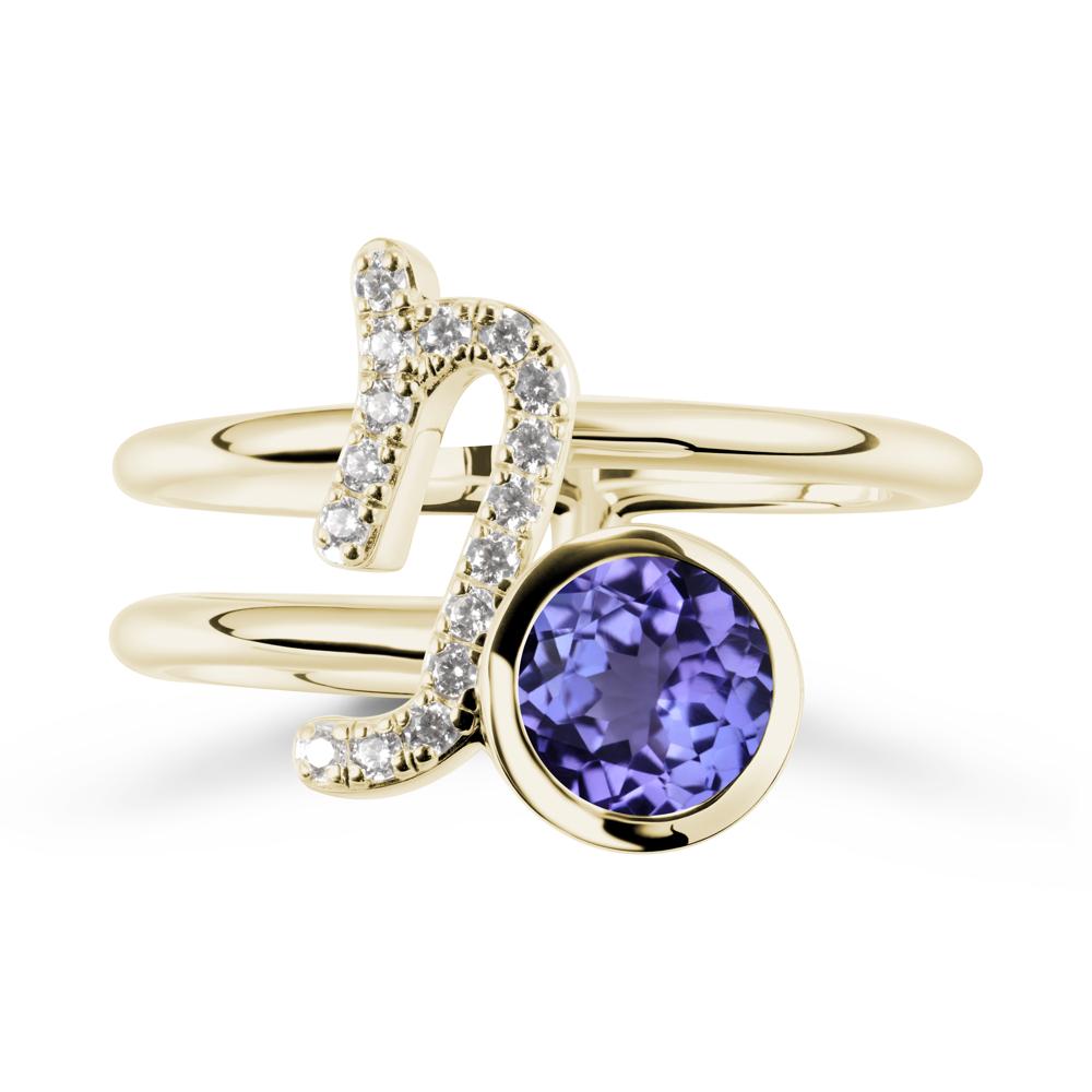 Unique Tanzanite Capricorn Zodiac Ring -Steadfast & Enduring - LUO Jewelry #metal_14k yellow gold