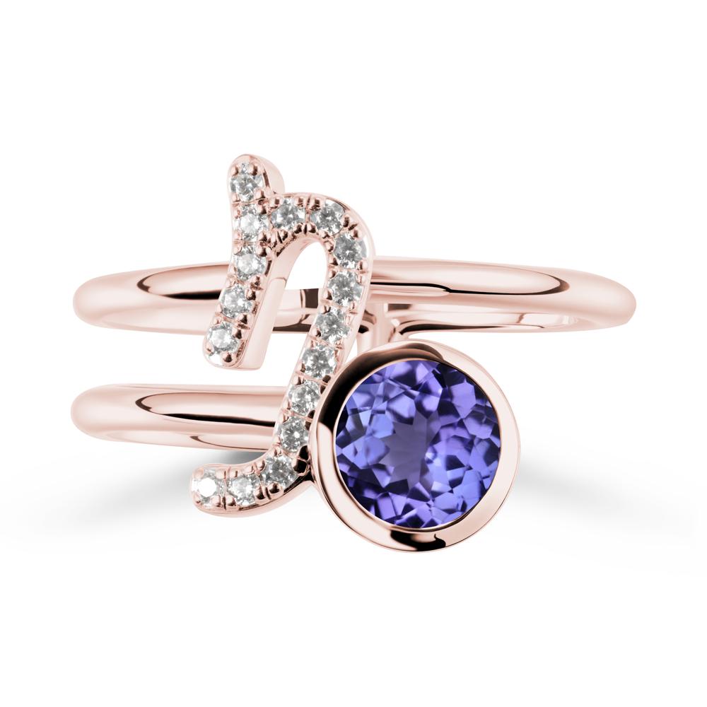 Unique Tanzanite Capricorn Zodiac Ring -Steadfast & Enduring - LUO Jewelry #metal_18k rose gold
