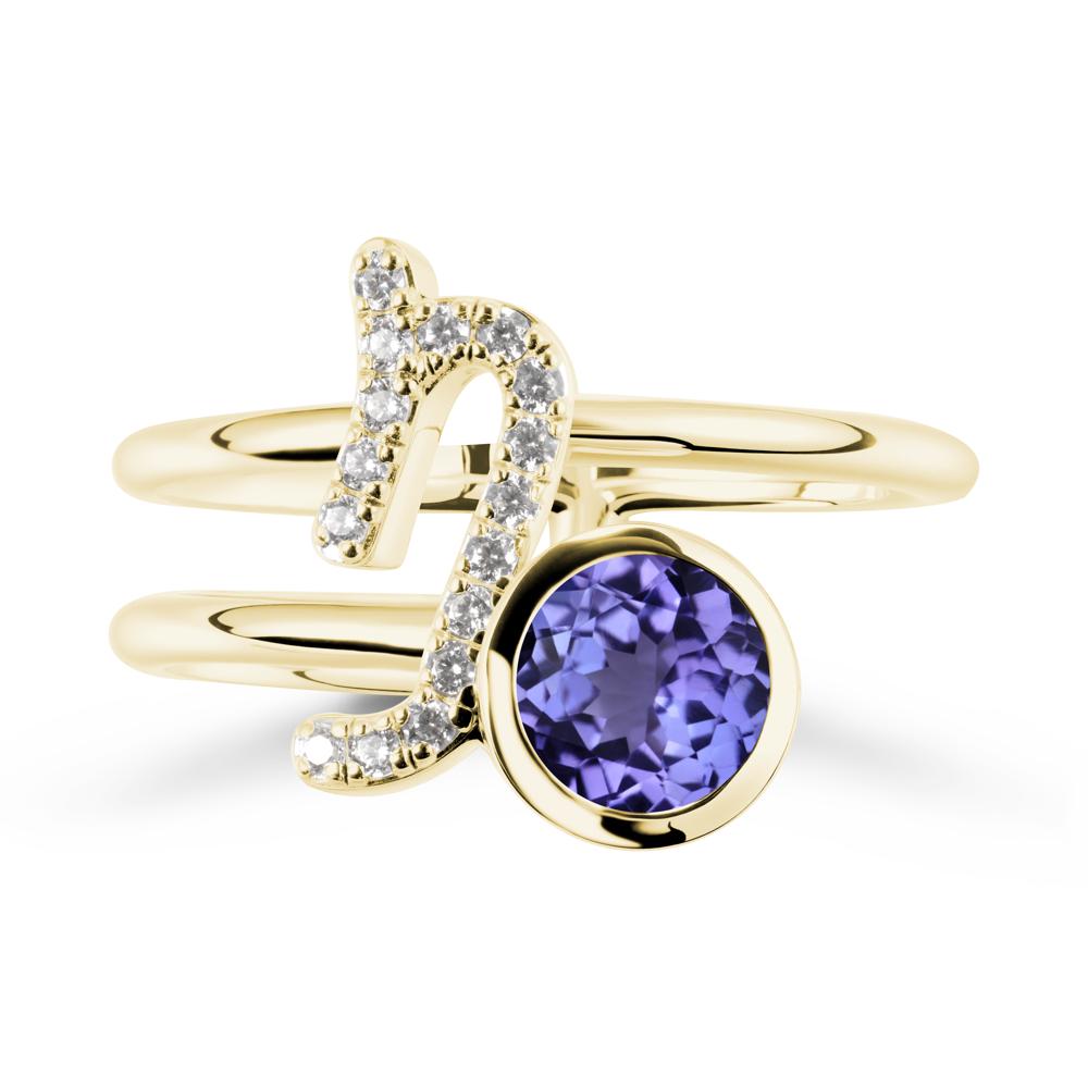 Unique Tanzanite Capricorn Zodiac Ring -Steadfast & Enduring - LUO Jewelry #metal_18k yellow gold