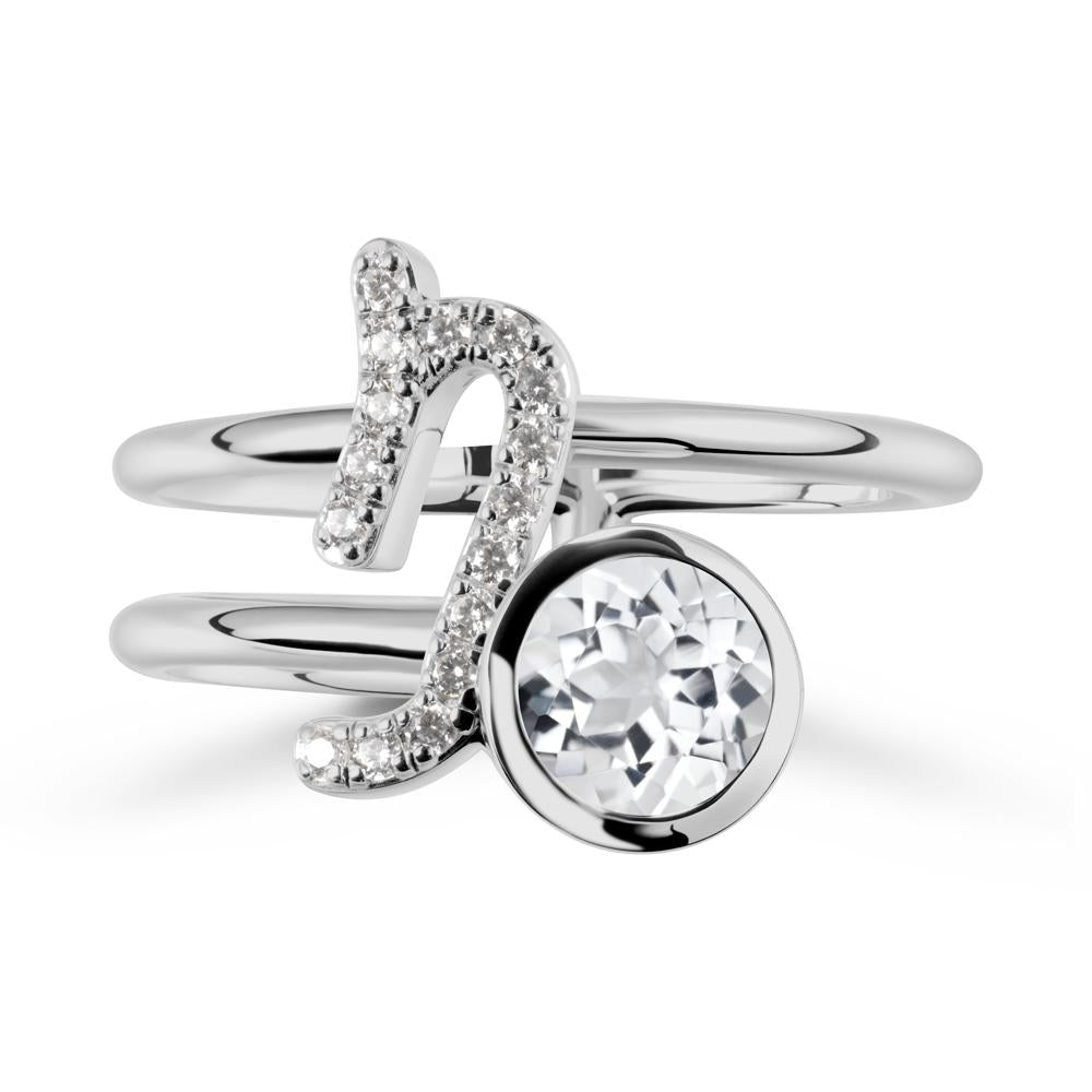 Capricorn Zodiac Round White Topaz Ring - LUO Jewelry #metal_platinum