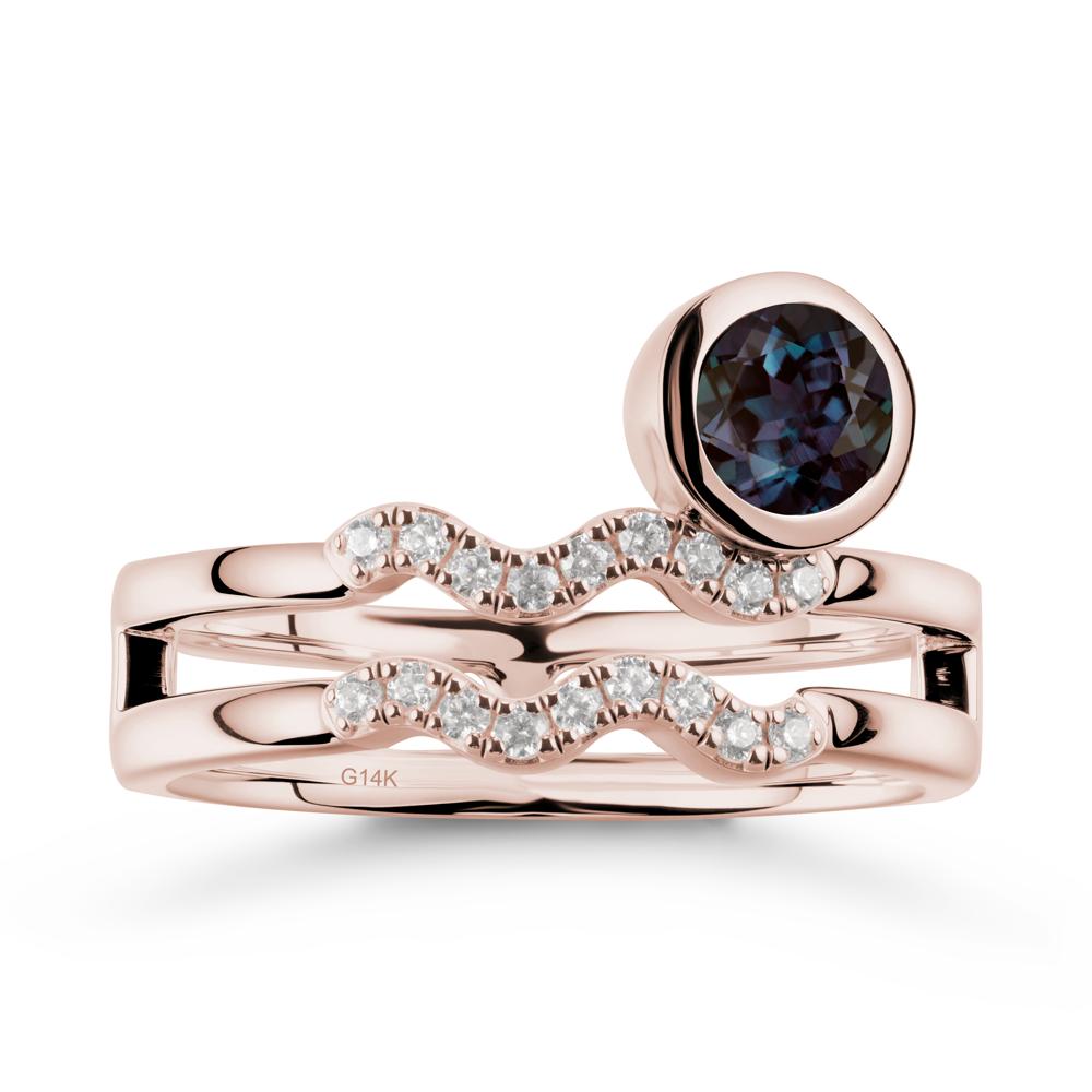 Aquarius Zodiac Alexandrite Ring -Innovative and Unique - LUO Jewelry #metal_14k rose gold