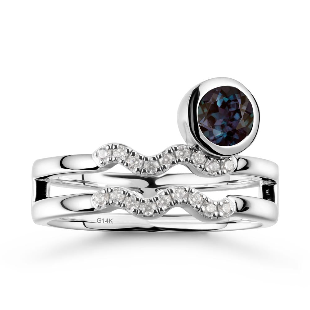 Aquarius Zodiac Alexandrite Ring -Innovative and Unique - LUO Jewelry #metal_14k white gold