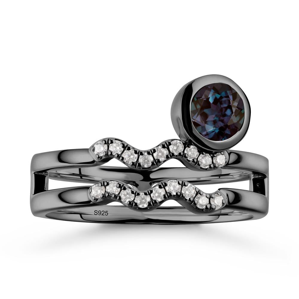 Aquarius Zodiac Alexandrite Ring -Innovative and Unique - LUO Jewelry #metal_black finish sterling silver