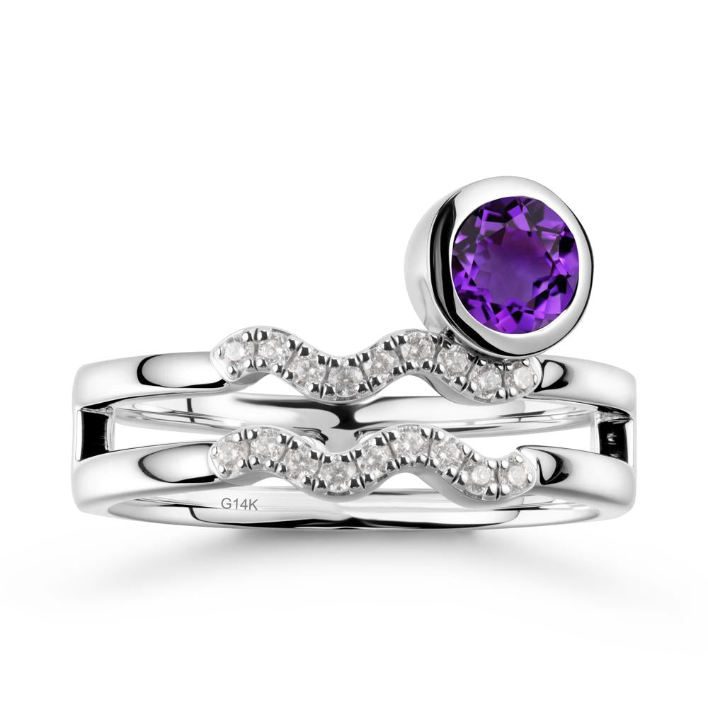 Double Band Aquarius Zodiac Amethyst Ring - LUO Jewelry #metal_14k white gold