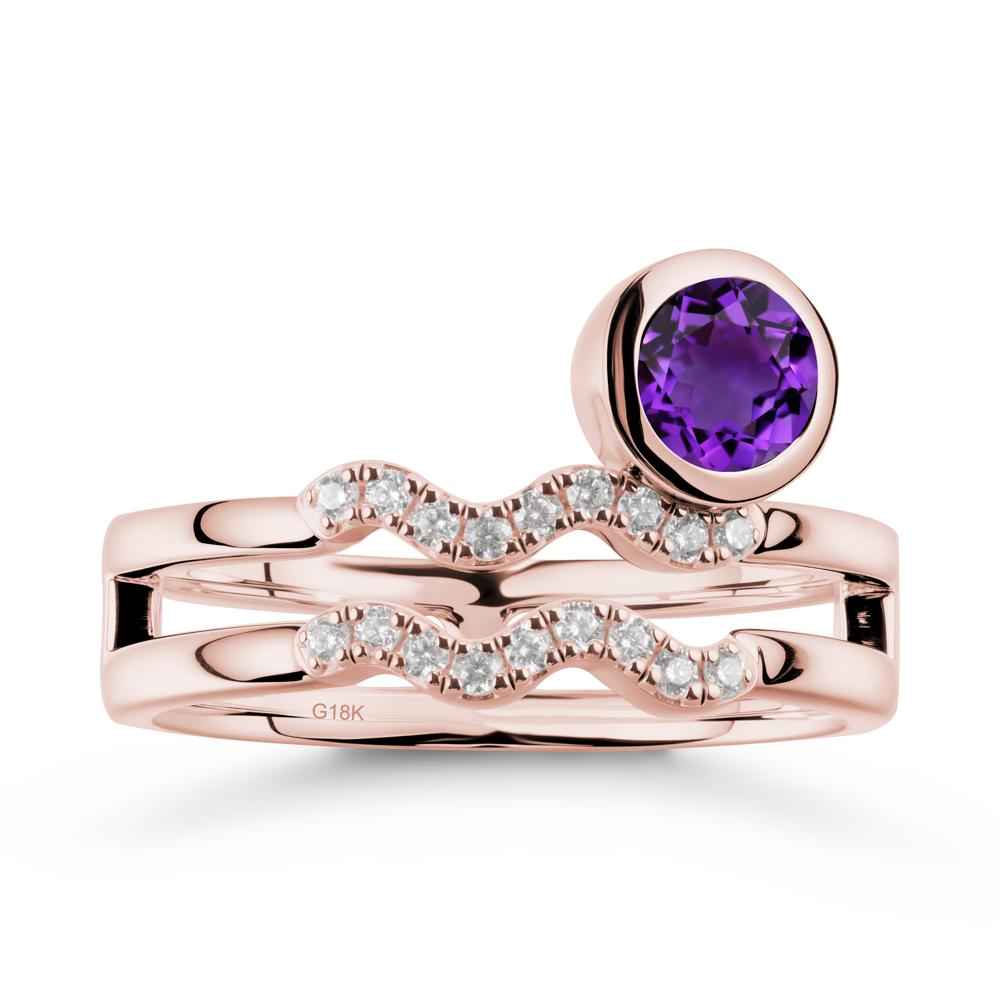 Double Band Aquarius Zodiac Amethyst Ring - LUO Jewelry #metal_18k rose gold