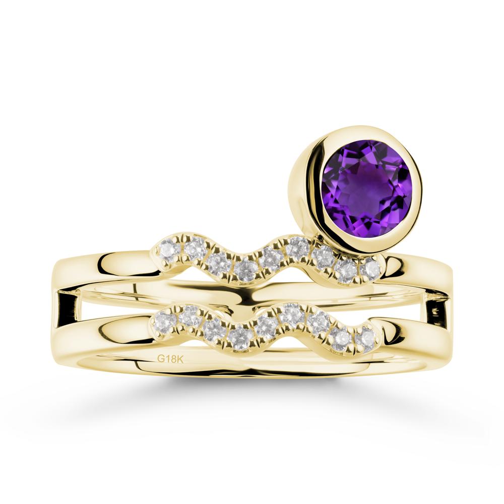 Double Band Aquarius Zodiac Amethyst Ring - LUO Jewelry #metal_18k yellow gold