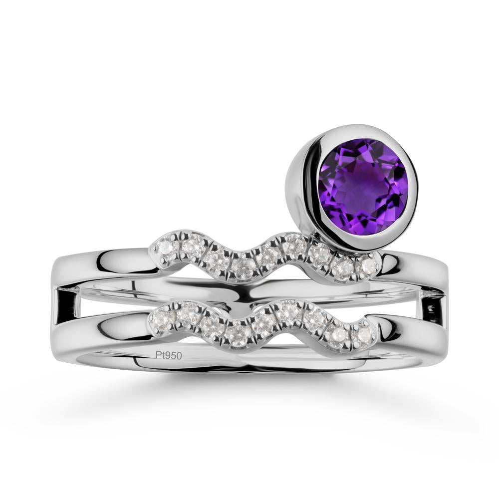 Double Band Aquarius Zodiac Amethyst Ring - LUO Jewelry #metal_platinum