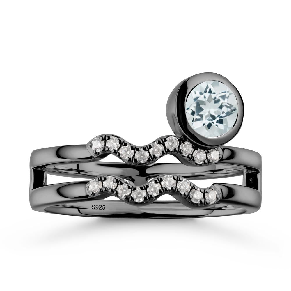 Aquarius Zodiac Aquamarine Ring -Innovative and Unique - LUO Jewelry #metal_black finish sterling silver