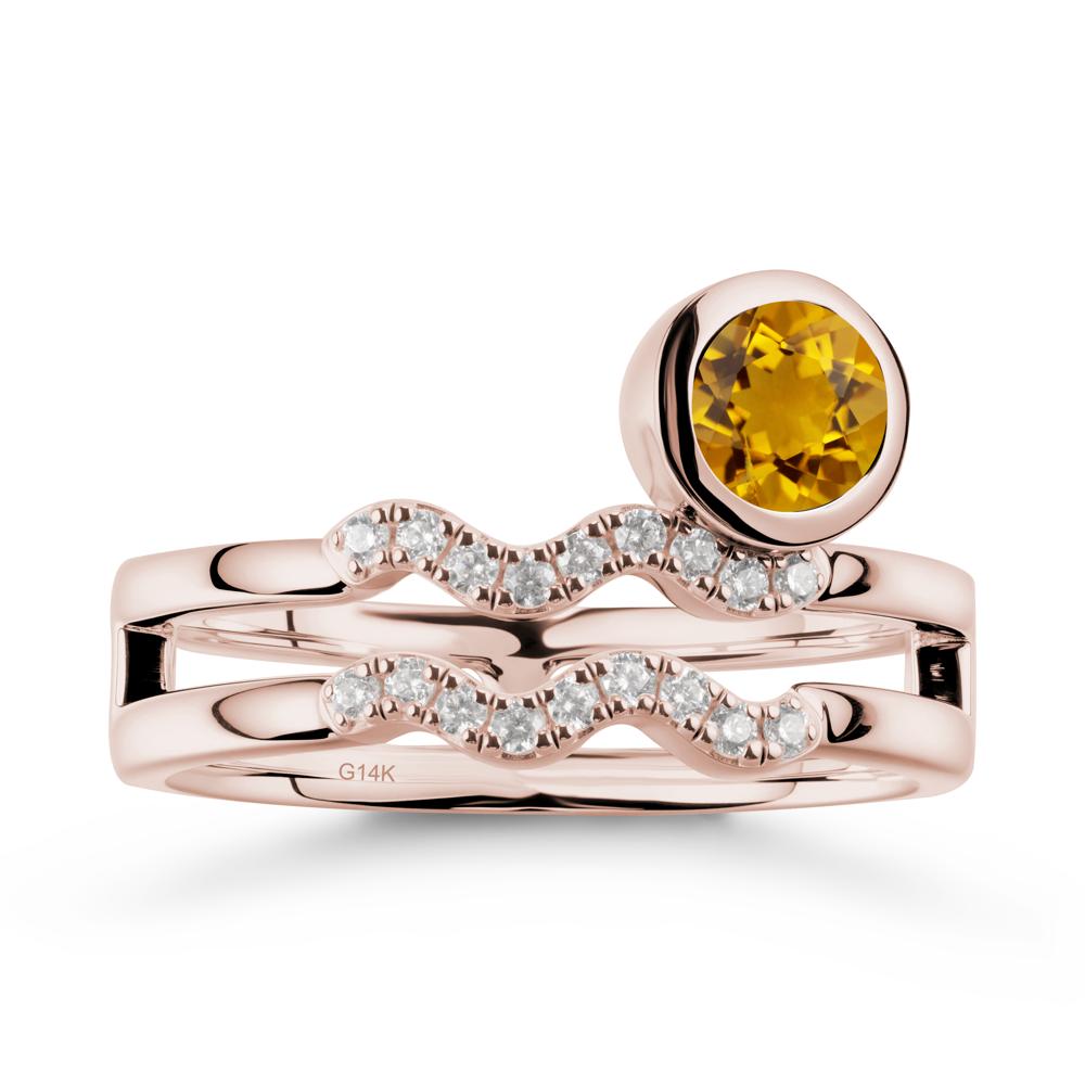 Aquarius Zodiac Citrine Ring -Innovative and Unique - LUO Jewelry #metal_14k rose gold