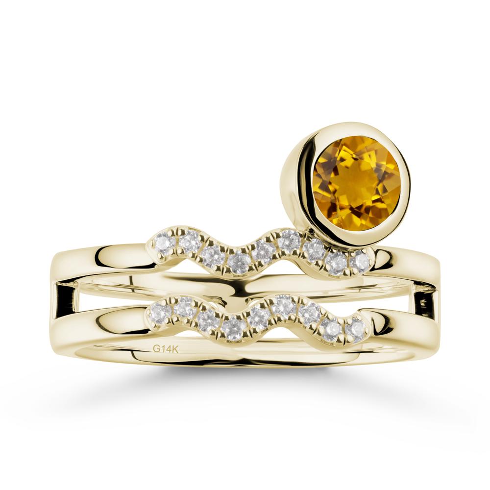 Aquarius Zodiac Citrine Ring -Innovative and Unique - LUO Jewelry #metal_14k yellow gold