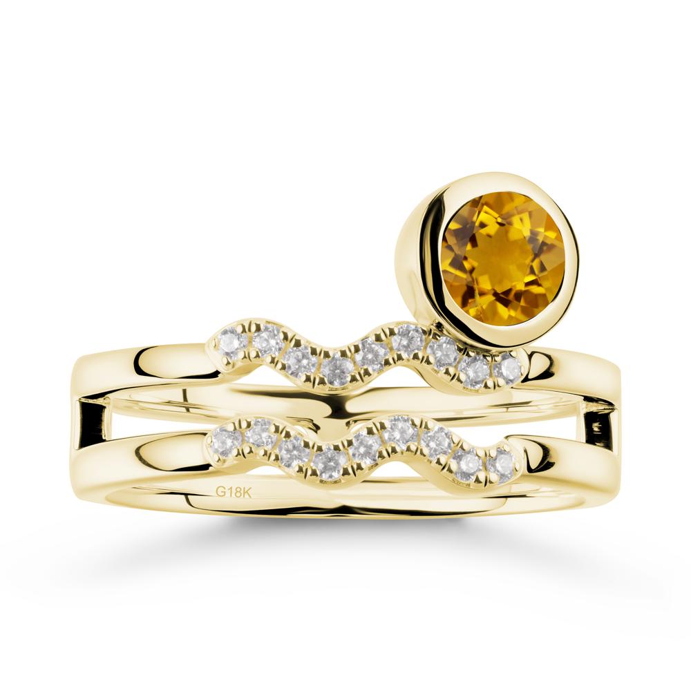 Aquarius Zodiac Citrine Ring -Innovative and Unique - LUO Jewelry #metal_18k yellow gold