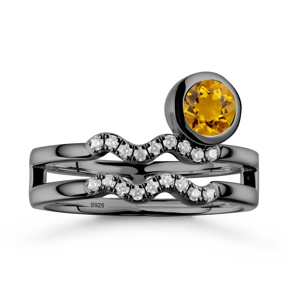 Aquarius Zodiac Citrine Ring -Innovative and Unique - LUO Jewelry #metal_black finish sterling silver