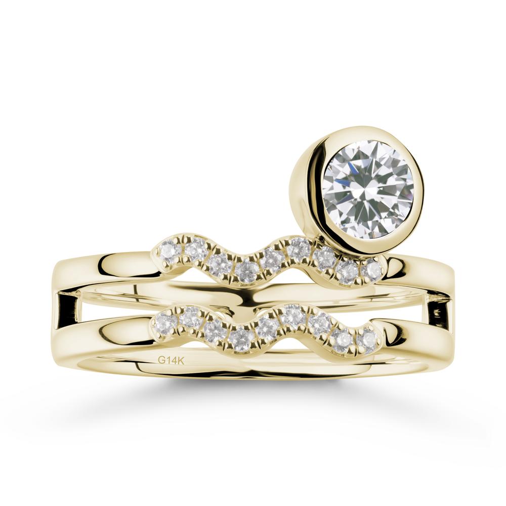 Double Band Aquarius Zodiac Cubic Zirconia Ring - LUO Jewelry #metal_14k yellow gold