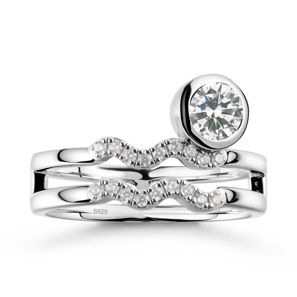 Double Band Aquarius Zodiac Cubic Zirconia Ring - LUO Jewelry #metal_sterling silver
