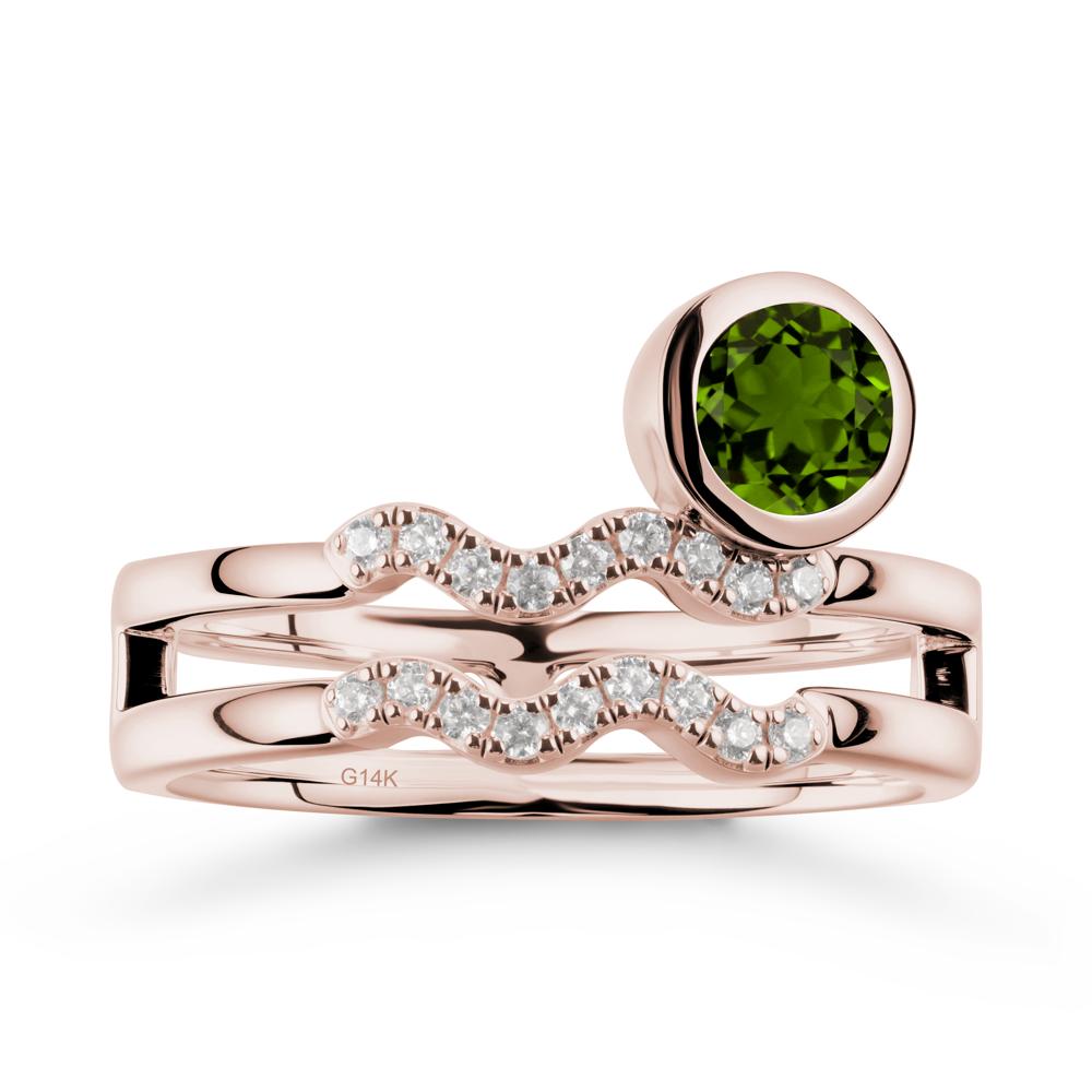 Double Band Aquarius Zodiac Diopside Ring - LUO Jewelry #metal_14k rose gold
