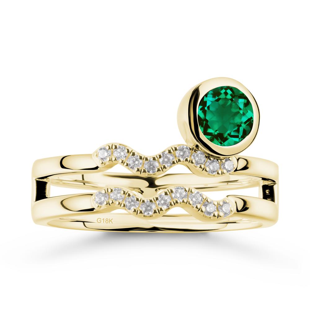 Aquarius Zodiac Emerald Ring -Innovative and Unique - LUO Jewelry #metal_18k yellow gold