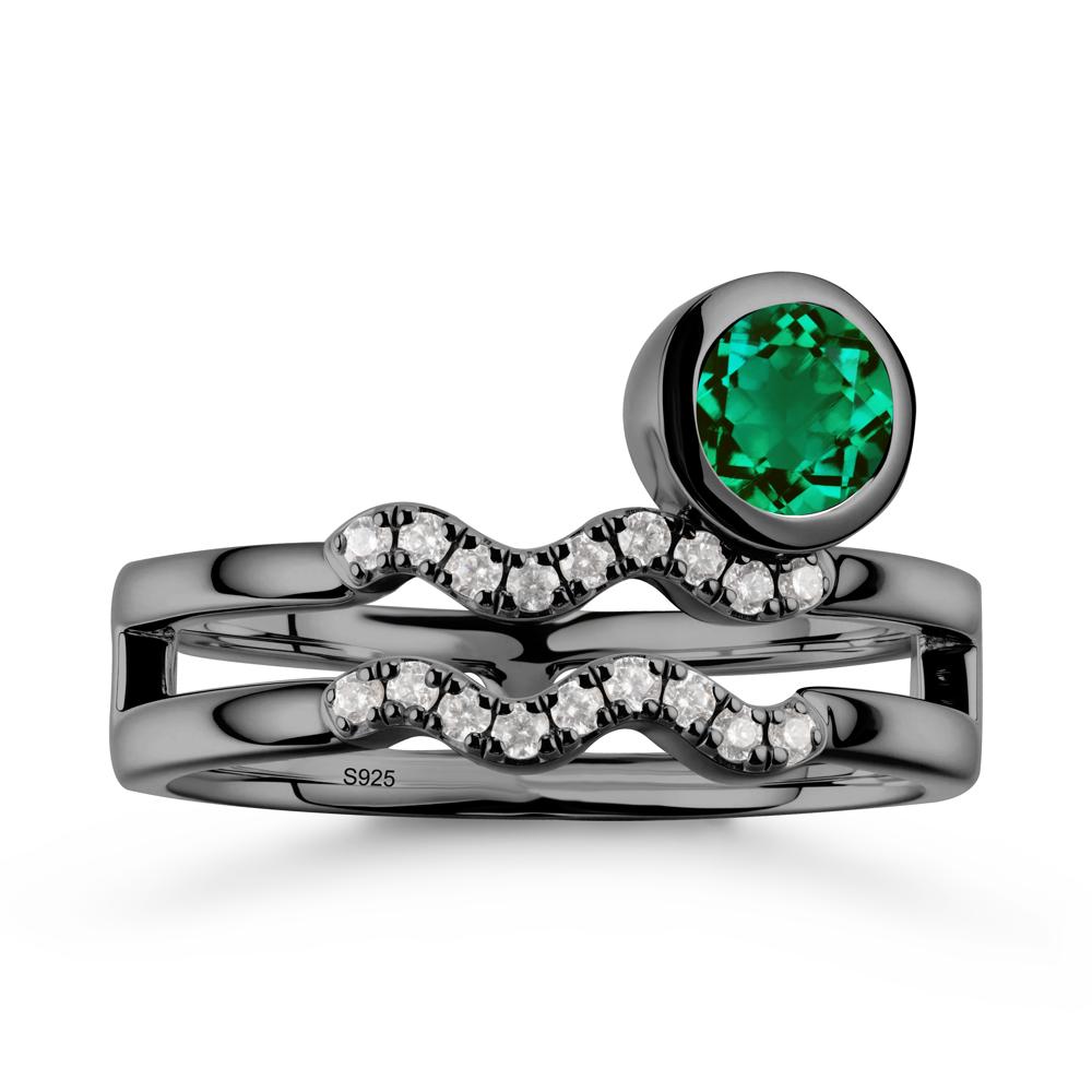 Aquarius Zodiac Emerald Ring -Innovative and Unique - LUO Jewelry #metal_black finish sterling silver