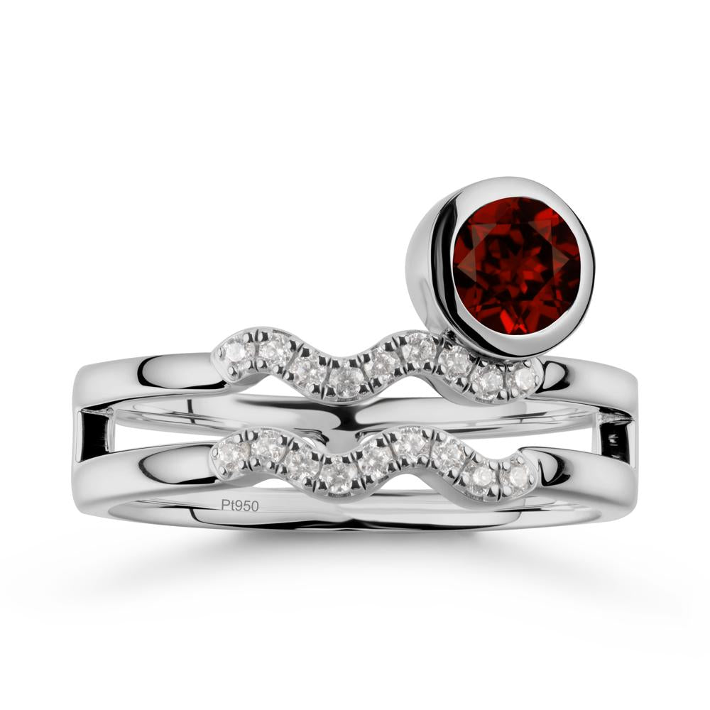 Double Band Aquarius Zodiac Garnet Ring - LUO Jewelry #metal_platinum