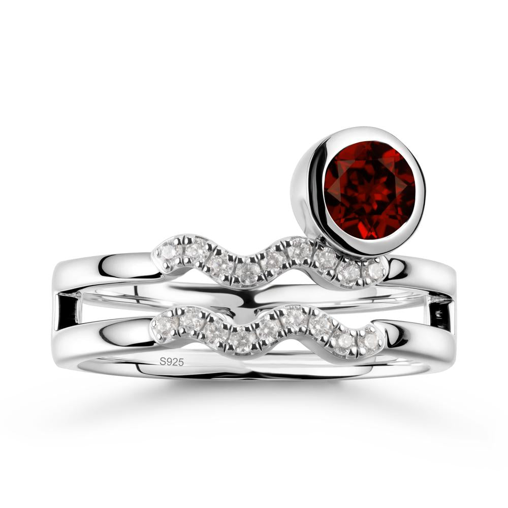 Double Band Aquarius Zodiac Garnet Ring - LUO Jewelry #metal_sterling silver