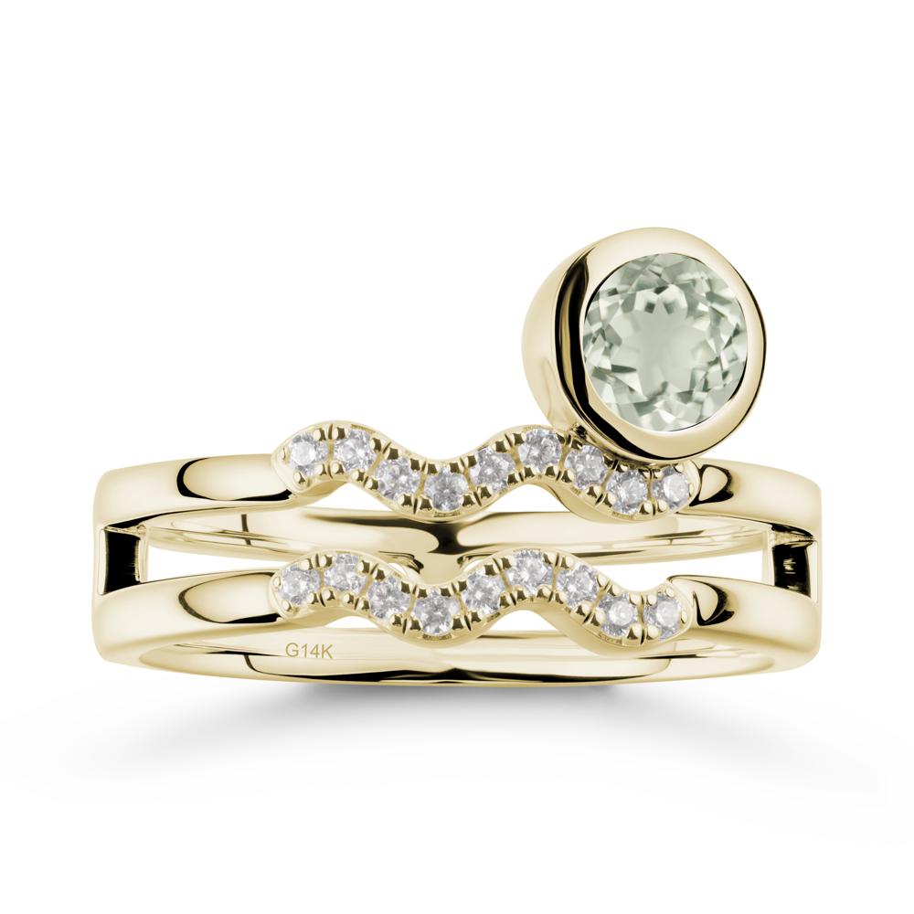 Aquarius Zodiac Green Amethyst Ring -Innovative and Unique - LUO Jewelry #metal_14k yellow gold