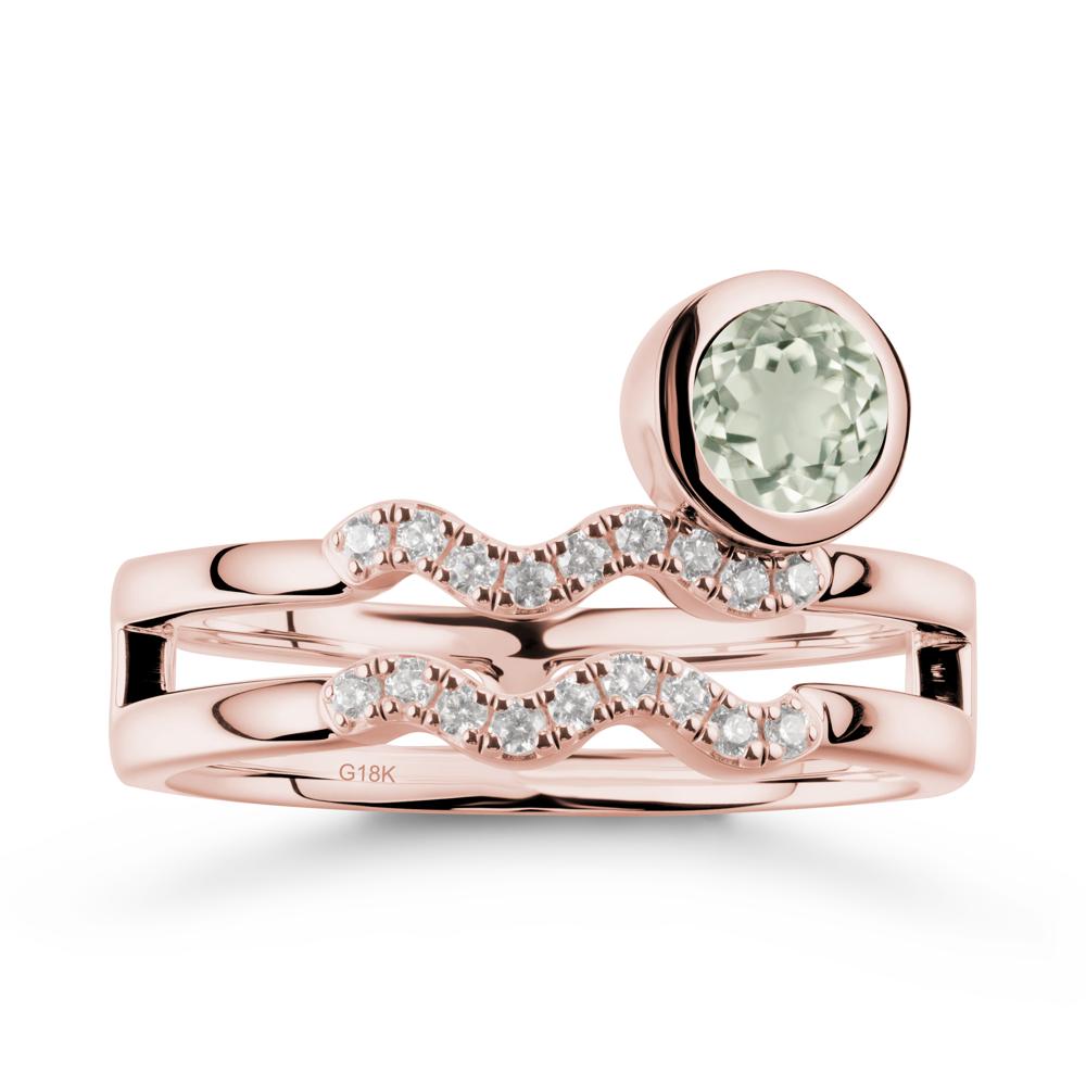 Aquarius Zodiac Green Amethyst Ring -Innovative and Unique - LUO Jewelry #metal_18k rose gold