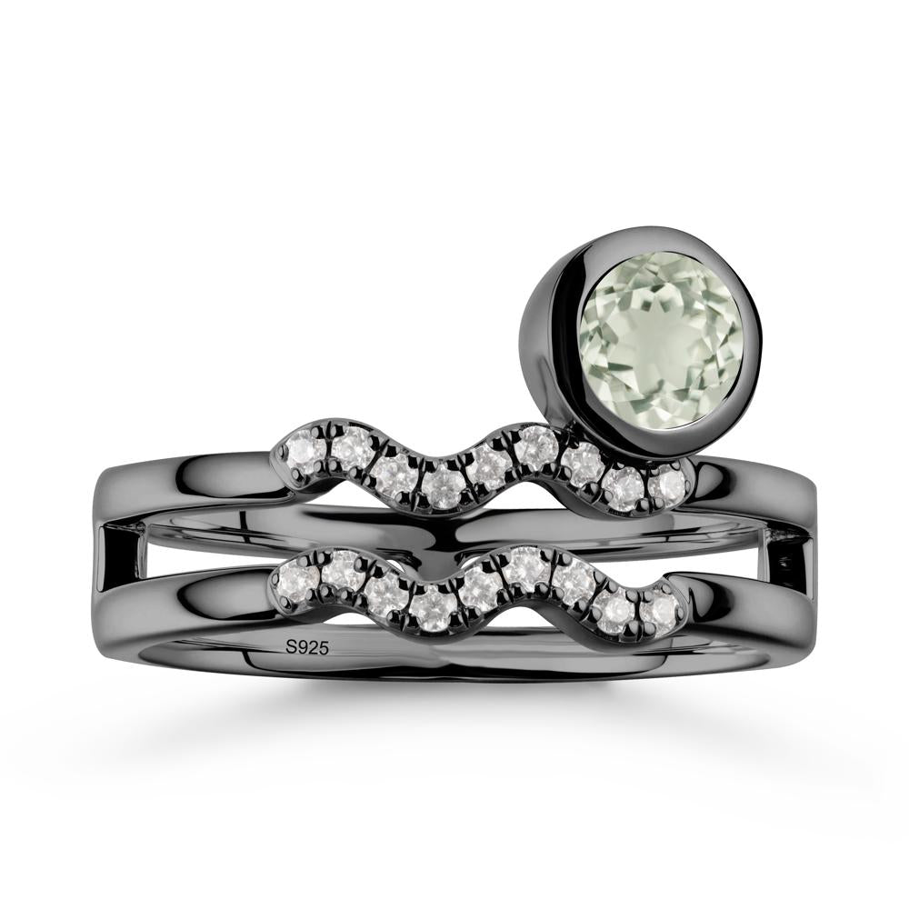 Aquarius Zodiac Green Amethyst Ring -Innovative and Unique - LUO Jewelry #metal_black finish sterling silver