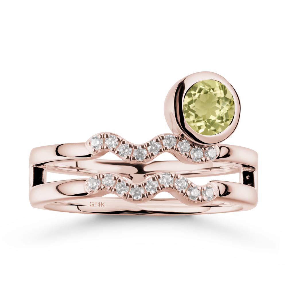 Aquarius Zodiac Lemon Quartz Ring -Innovative and Unique - LUO Jewelry #metal_14k rose gold