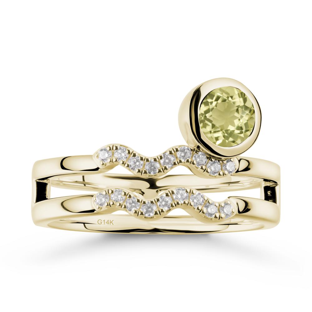 Aquarius Zodiac Lemon Quartz Ring -Innovative and Unique - LUO Jewelry #metal_14k yellow gold