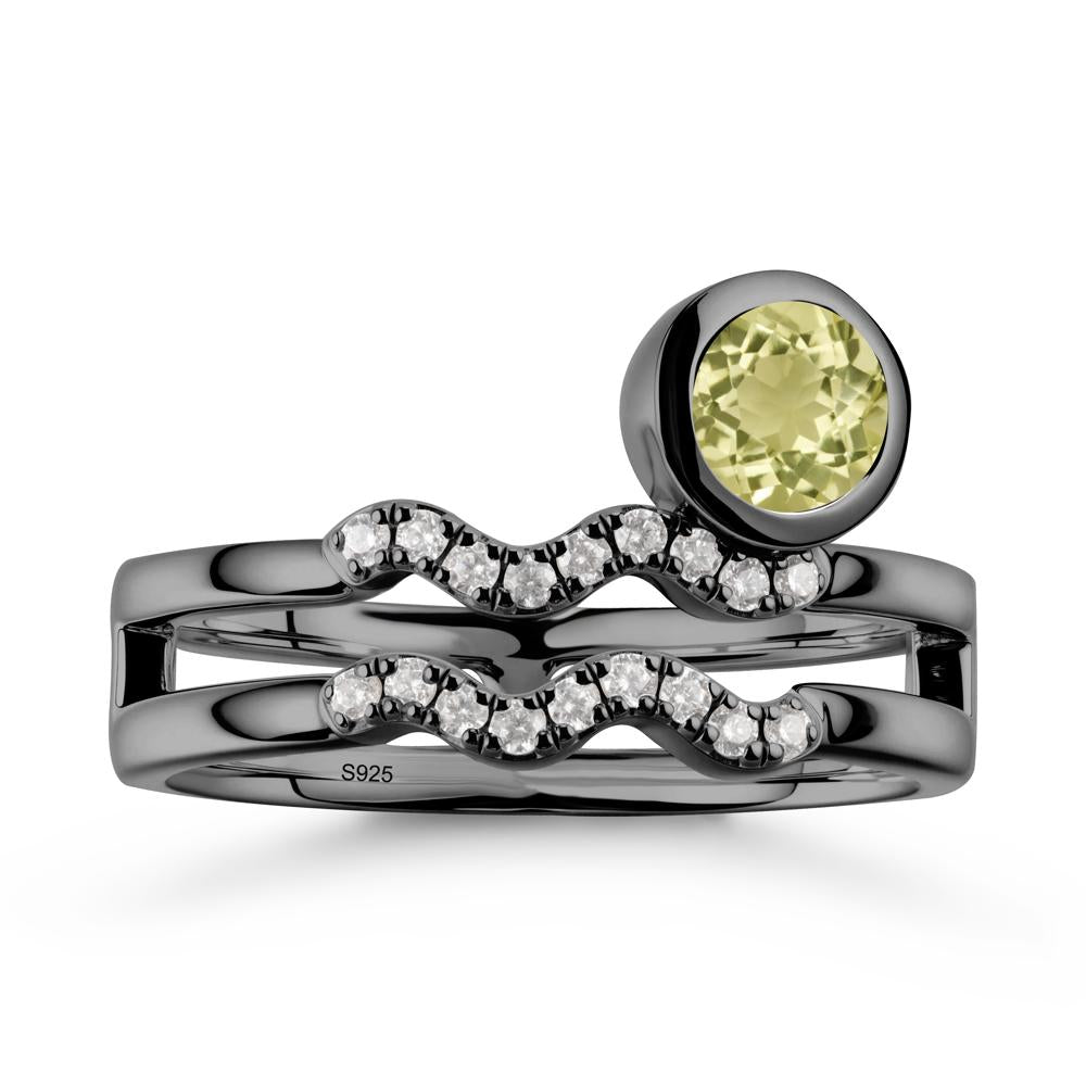 Aquarius Zodiac Lemon Quartz Ring -Innovative and Unique - LUO Jewelry #metal_black finish sterling silver