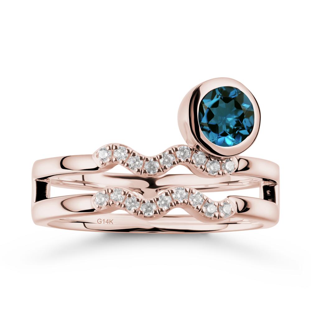Double Band Aquarius Zodiac London Blue Topaz Ring - LUO Jewelry #metal_14k rose gold