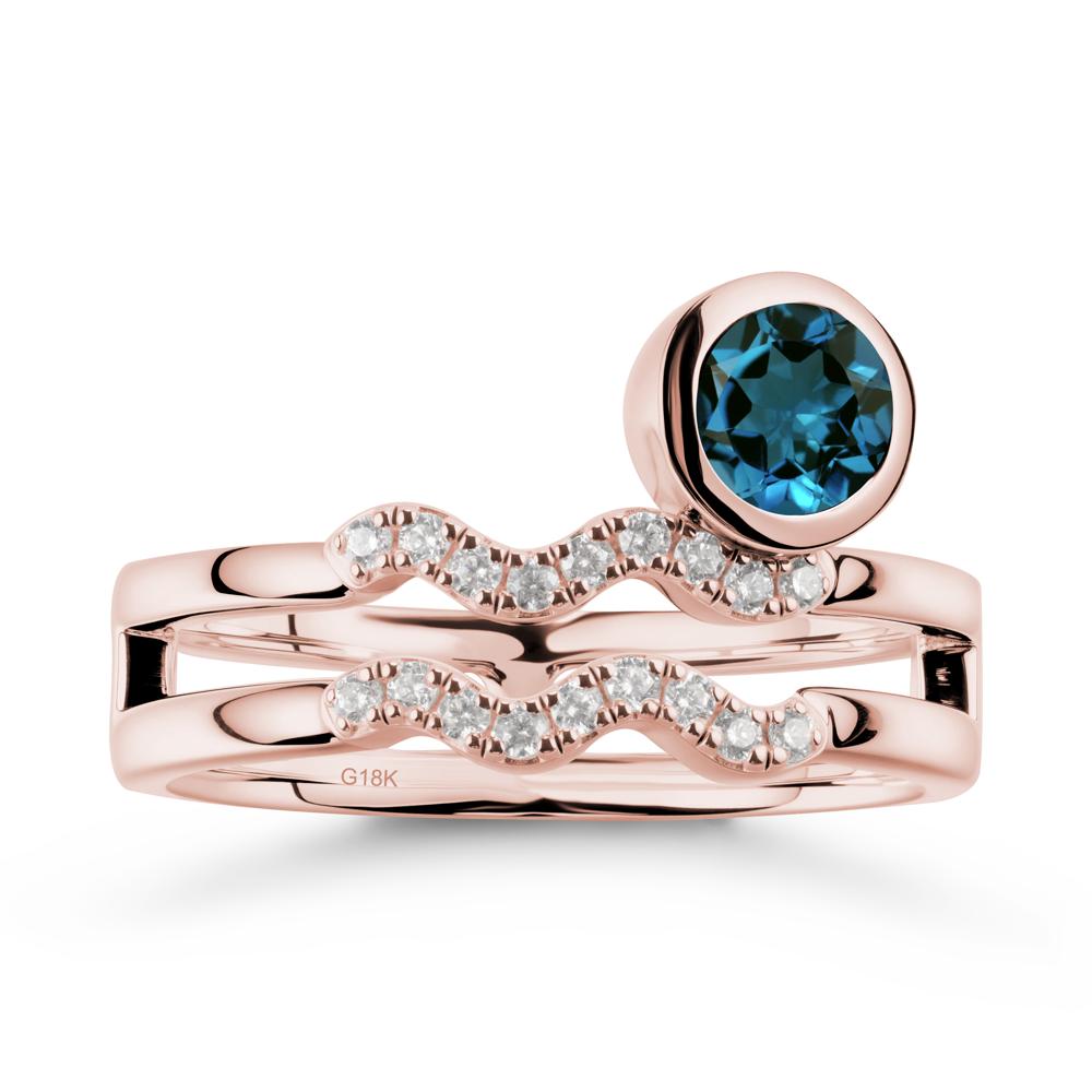Double Band Aquarius Zodiac London Blue Topaz Ring - LUO Jewelry #metal_18k rose gold