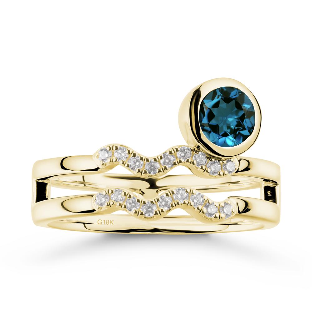 Double Band Aquarius Zodiac London Blue Topaz Ring - LUO Jewelry #metal_18k yellow gold
