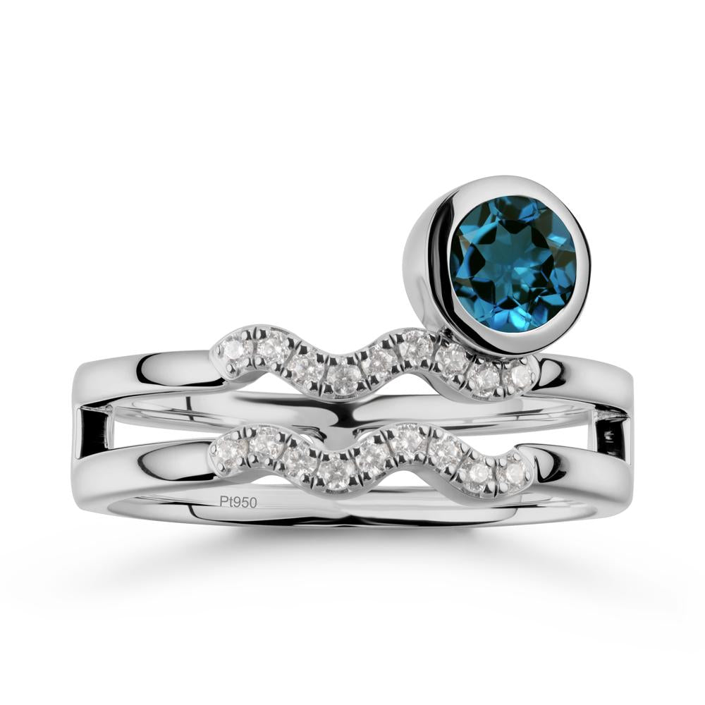 Double Band Aquarius Zodiac London Blue Topaz Ring - LUO Jewelry #metal_platinum