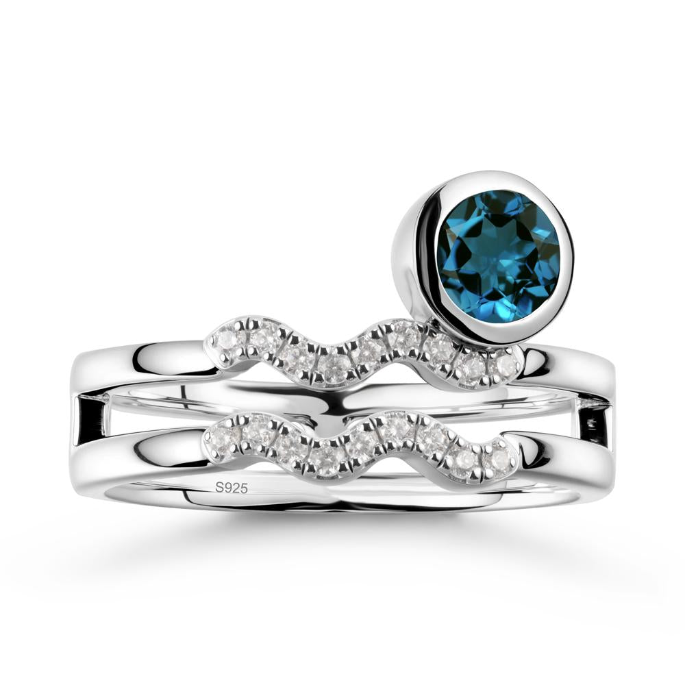 Double Band Aquarius Zodiac London Blue Topaz Ring - LUO Jewelry #metal_sterling silver