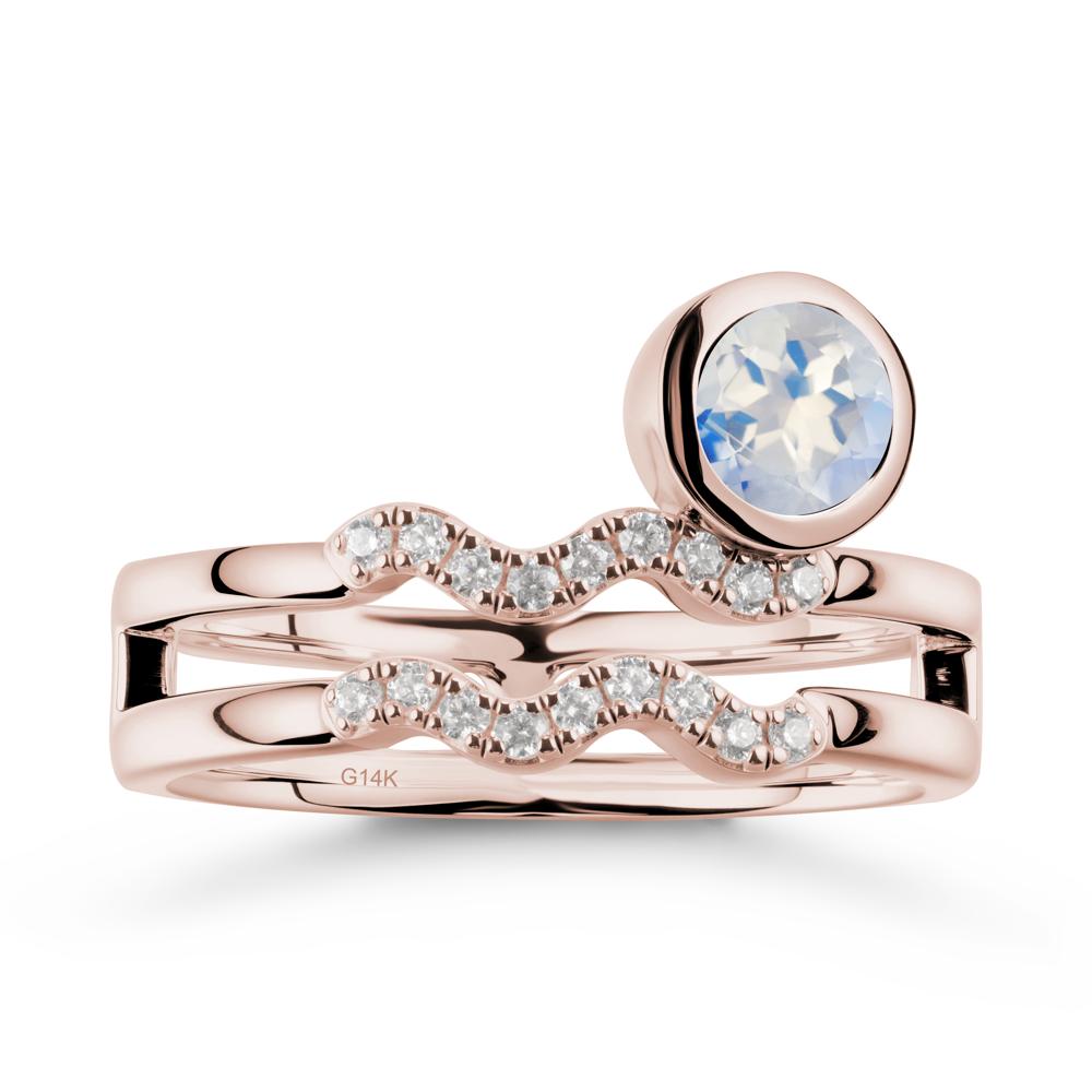 Double Band Aquarius Zodiac Moonstone Ring - LUO Jewelry #metal_14k rose gold