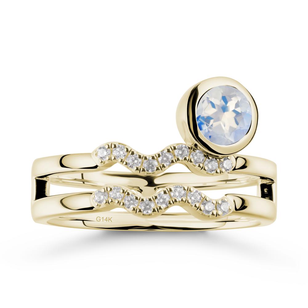 Double Band Aquarius Zodiac Moonstone Ring - LUO Jewelry #metal_14k yellow gold