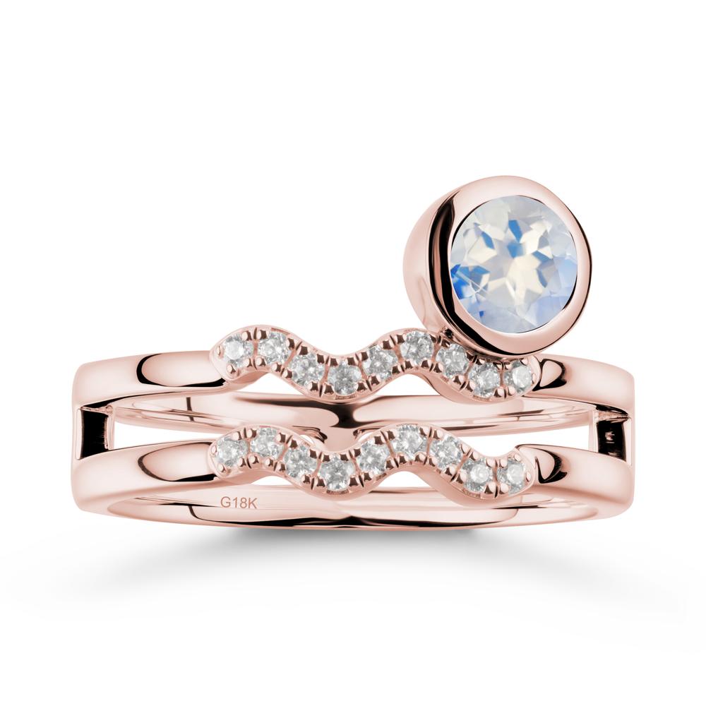 Double Band Aquarius Zodiac Moonstone Ring - LUO Jewelry #metal_18k rose gold