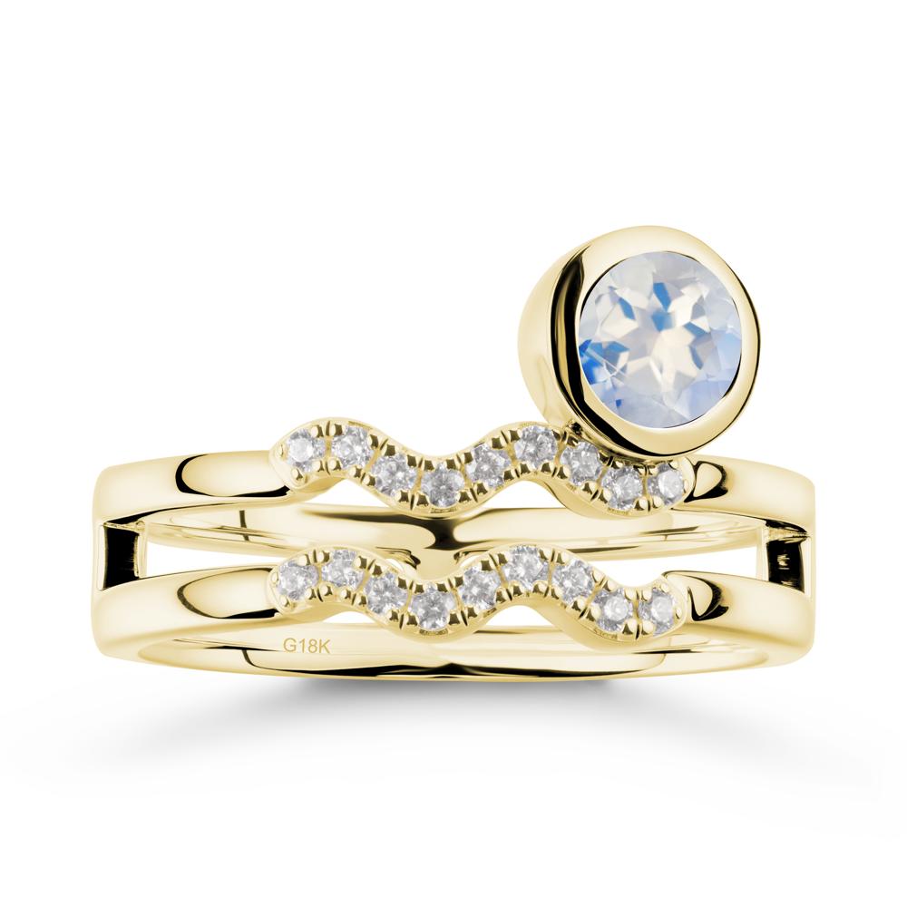 Double Band Aquarius Zodiac Moonstone Ring - LUO Jewelry #metal_18k yellow gold