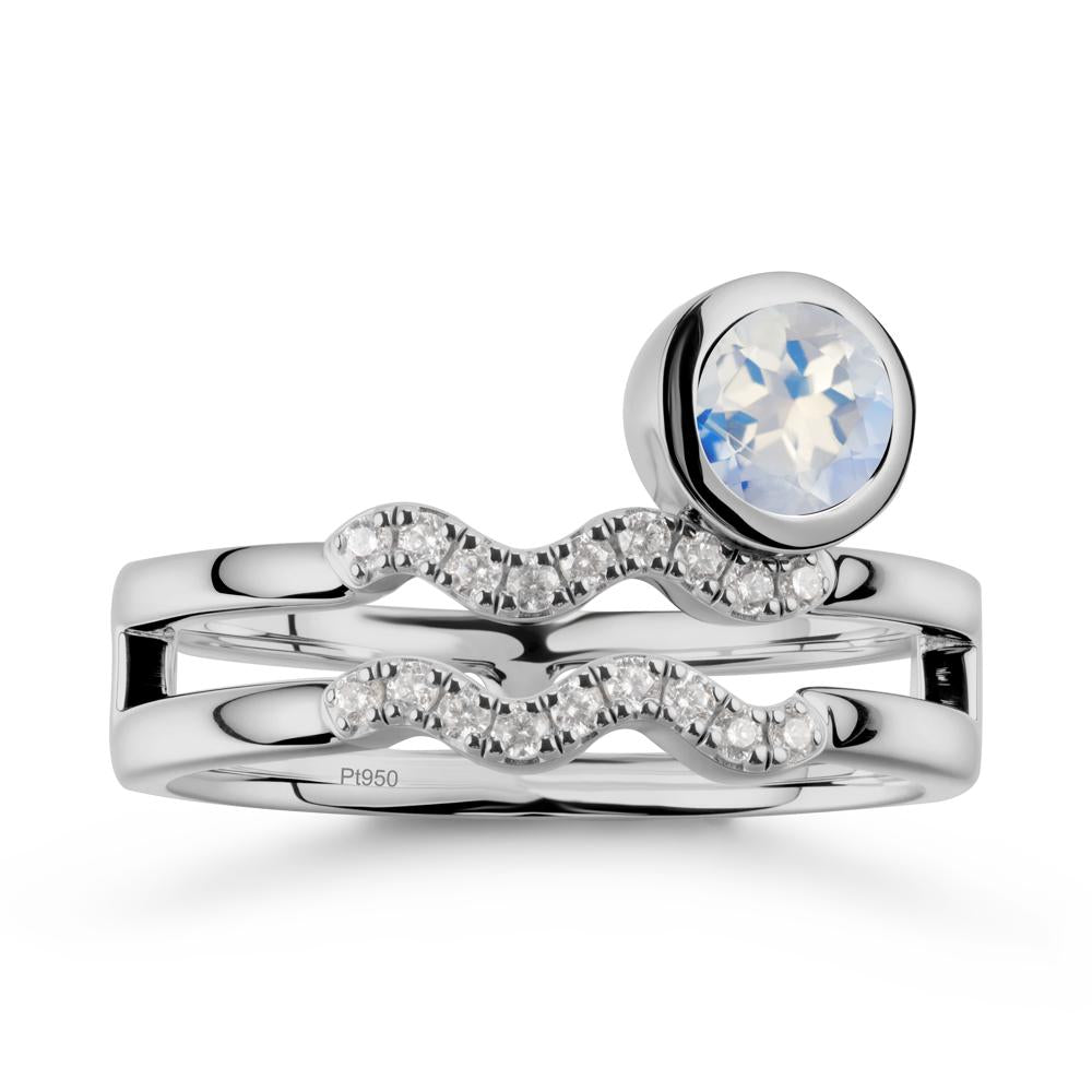 Double Band Aquarius Zodiac Moonstone Ring - LUO Jewelry #metal_platinum
