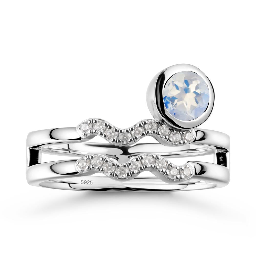 Double Band Aquarius Zodiac Moonstone Ring - LUO Jewelry #metal_sterling silver