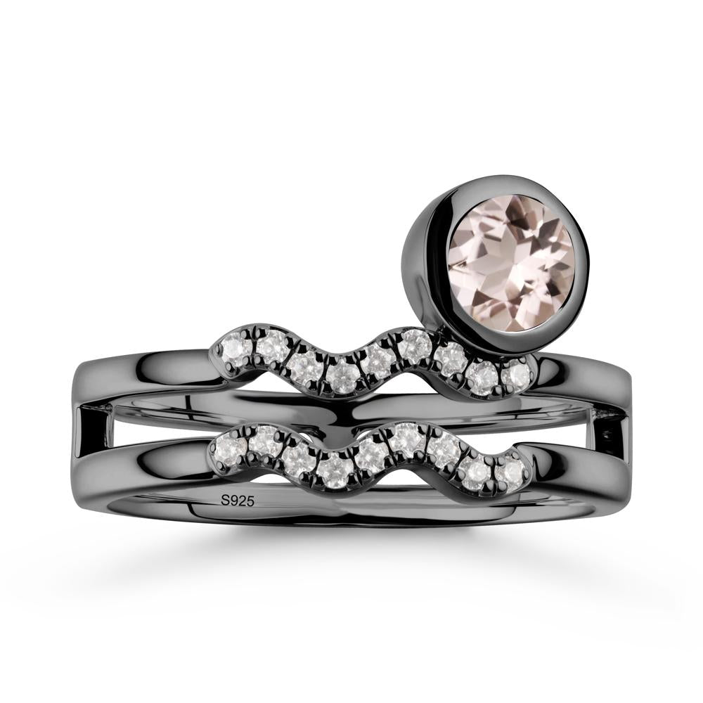 Aquarius Zodiac Morganite Ring -Innovative and Unique - LUO Jewelry #metal_black finish sterling silver