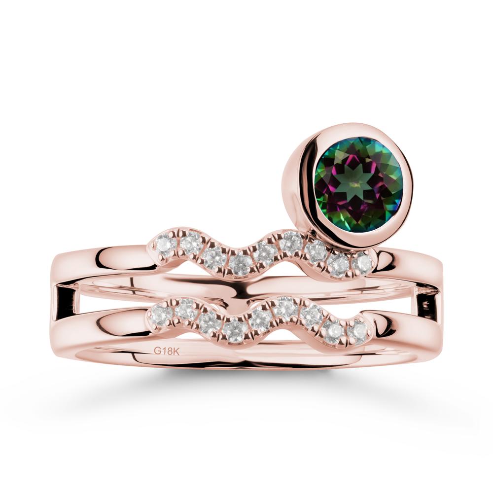 Double Band Aquarius Zodiac Mystic Topaz Ring - LUO Jewelry #metal_18k rose gold