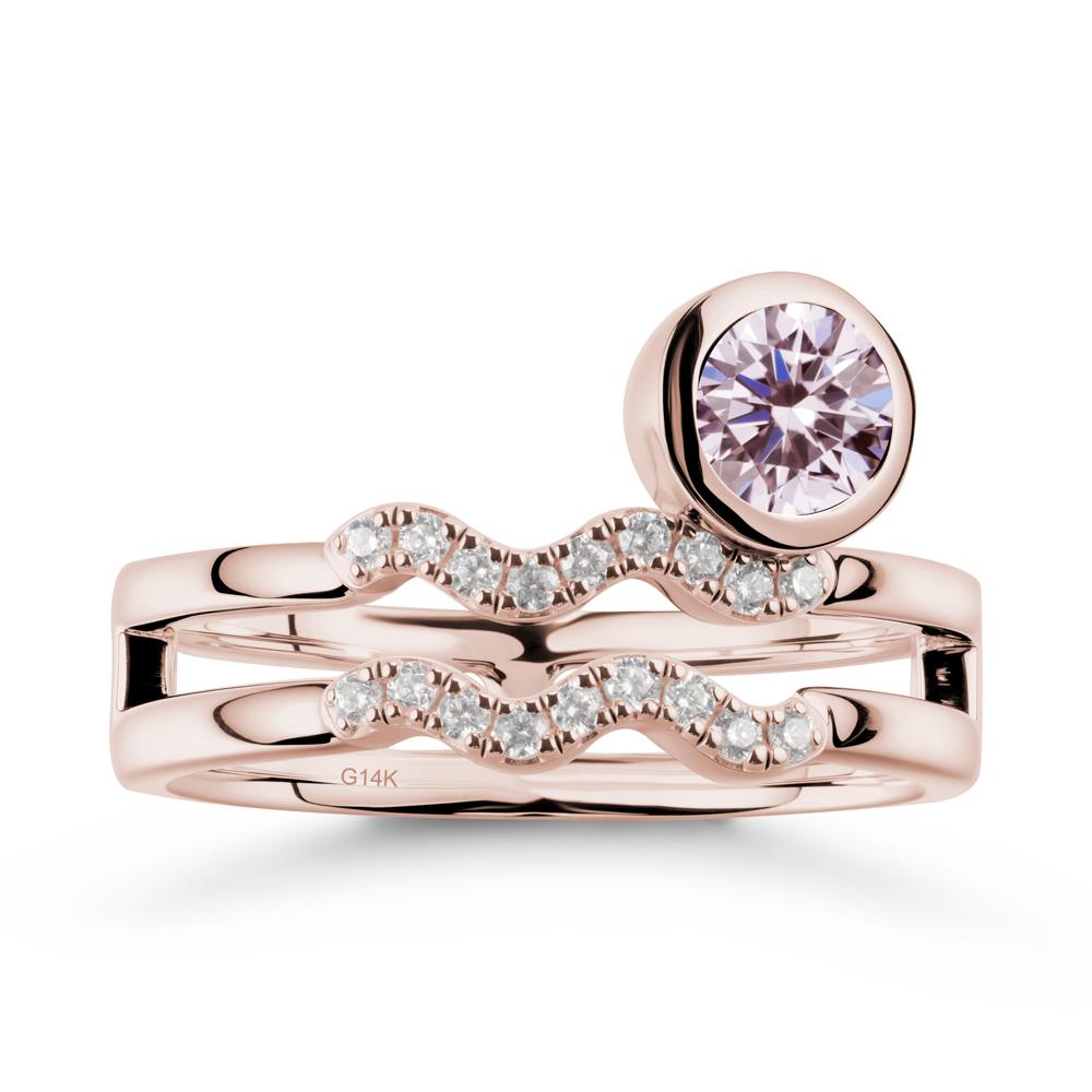 Aquarius Zodiac Pink Cubic Zirconia Ring -Innovative and Unique - LUO Jewelry #metal_14k rose gold