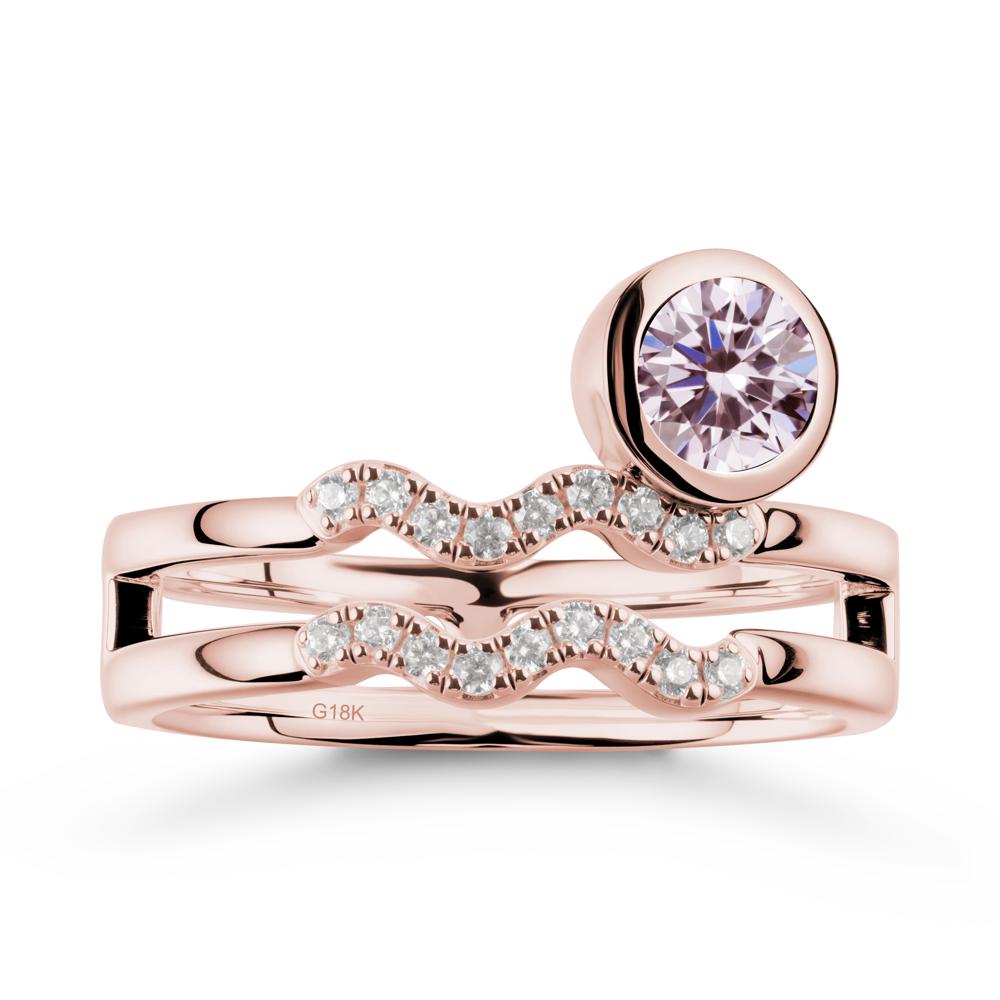 Aquarius Zodiac Pink Cubic Zirconia Ring -Innovative and Unique - LUO Jewelry #metal_18k rose gold
